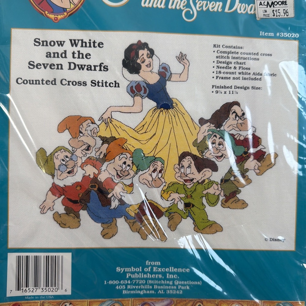 Walt Disney Counted Cross Stitch Kit #35030 Snow White & Seven Dwarfs 5.5"X16.5" - Picture 2 of 3